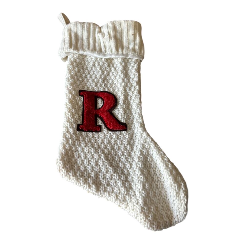 Wondershop Monogram Stocking White Knit R Letter